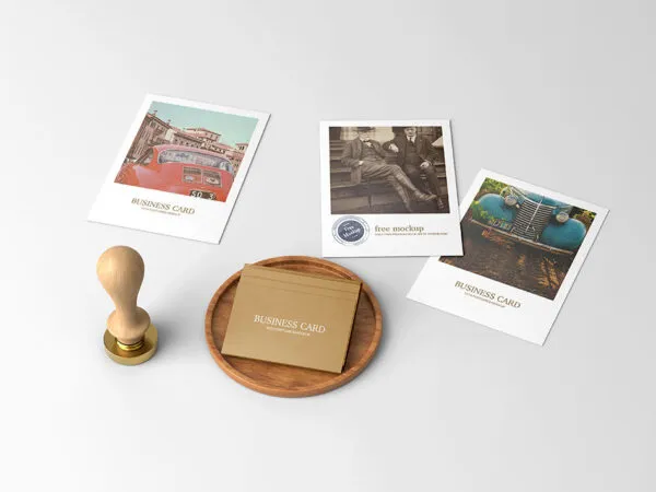 Top Shot of Business Card Mockup with Postcards 1 1
