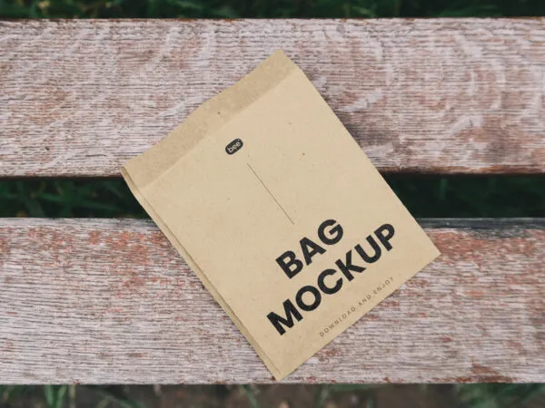 Top Shot of Paper Food Bag Mockup 1