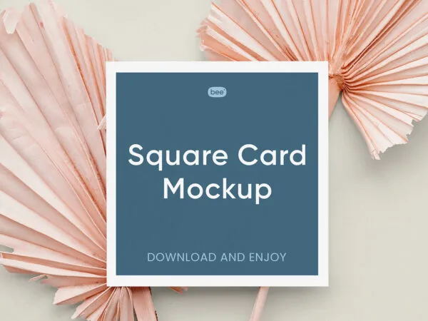 Top Shot of Square Card Mockup on Leaves 1