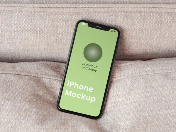 Top Shot of iPhone Mockup on Pillow 1