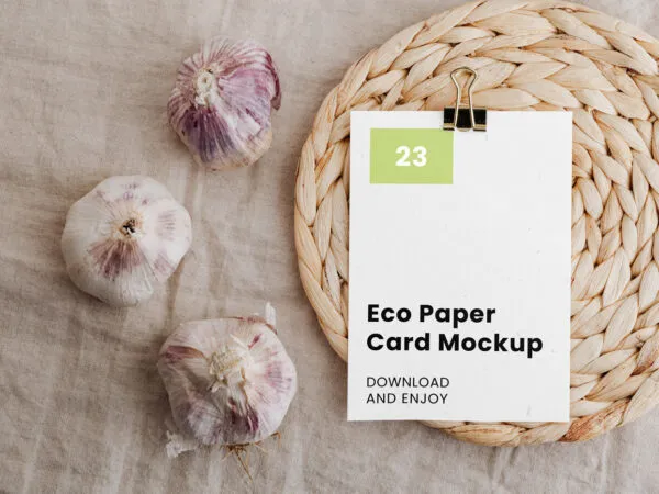 Top Show of Paper Card Mockup with Garlic 1