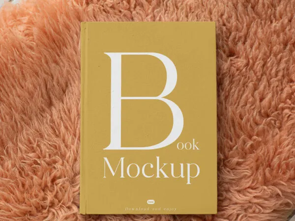 Top Showcase of Book Mockup on Shaggy Blanket 1