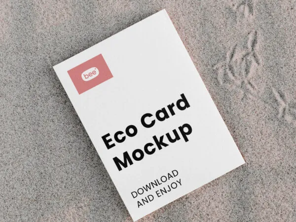 Top Showcase of Paper Card Mockup on Beach 1