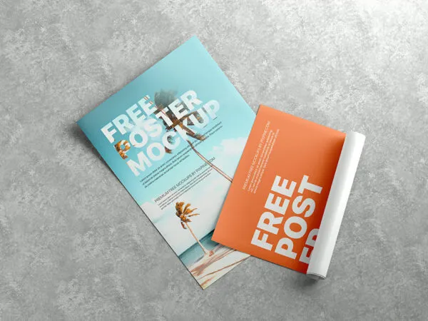 Top Showcase of Rolled and Flat Poster Mockup 1