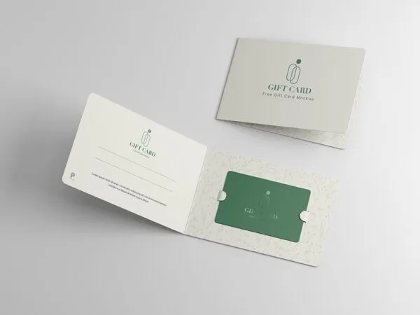 Top Side View of Bi Fold Gift Card Mockup 1