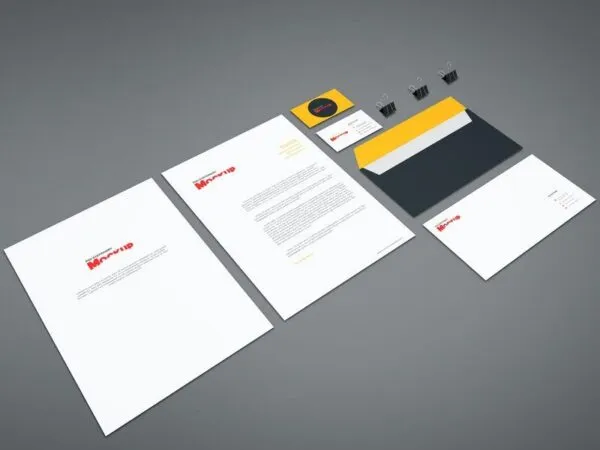 Top Side View of Branding Stationery Set Mockup 1
