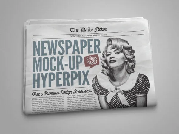 Top Side View of Classic Newspaper Mockup 1