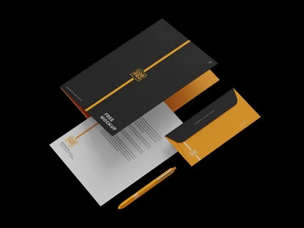 Top Side View of Corporate Stationery Mockup 1