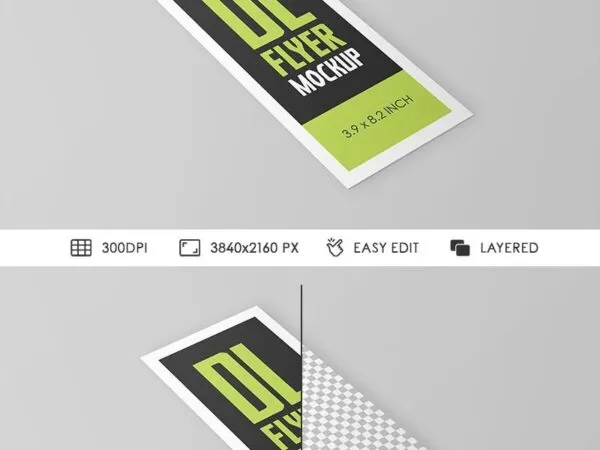 Top Side View of DL Flyer Mockup 1