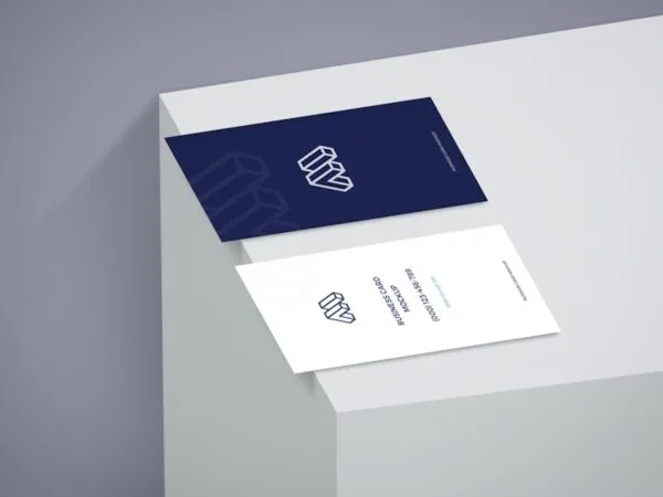 Top Side View of Double Business Cards Mockup on Box 1