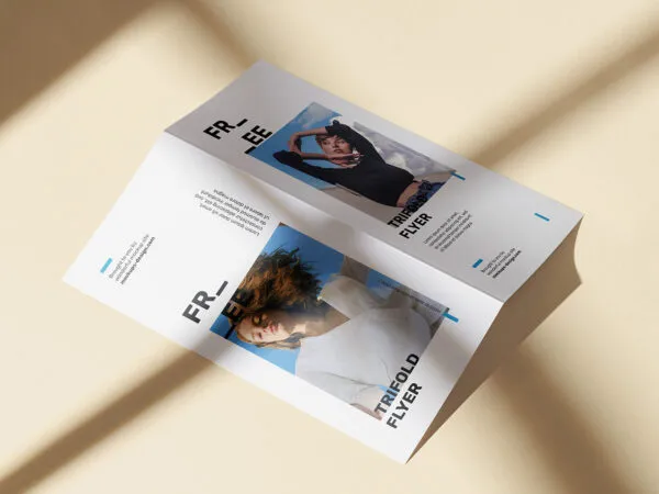 Top Side View of Face down Bi Fold Brochure Mockup 1