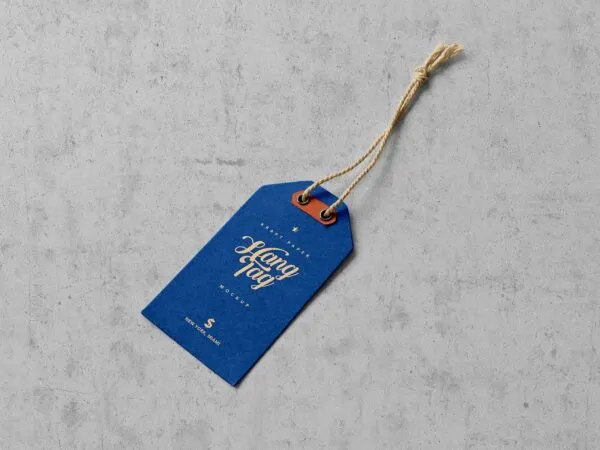 Top Side View of Kraft Paper Hang Tag Mockup 1