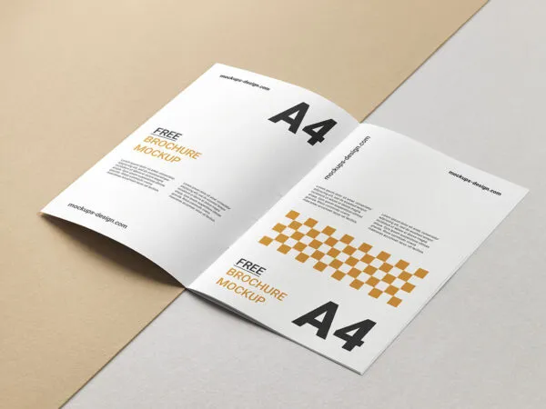 Top Side View of Minimalistic and Clean A4 Brochure Mockup 1