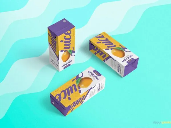 Top Side View of Multiple Juice Box Mockup 1