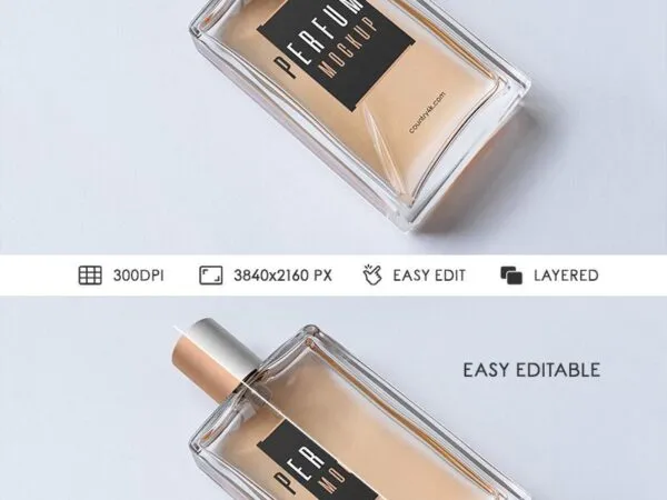 Top Side View of Perfume Bottle Mockup 1