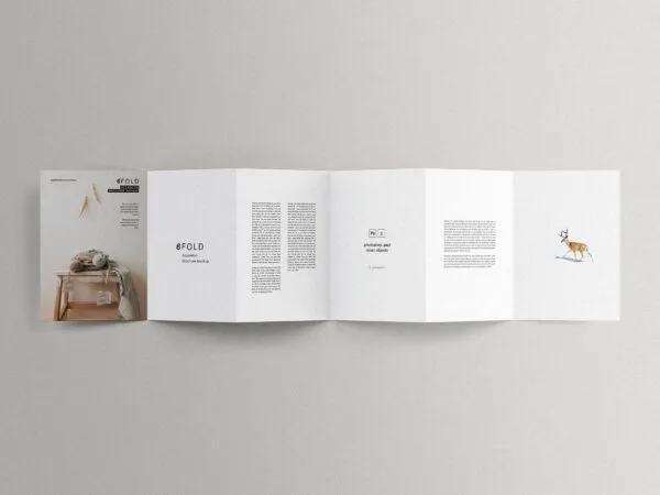 Top Side View of Rectangle 6 Fold Brochure Mockup 1