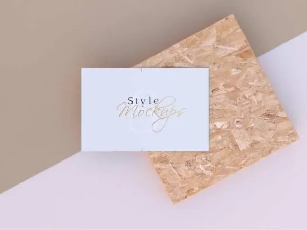 Top Side View of Simple Business Card Mockup 1