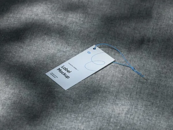 Top Side View of Tag Mockup on Fabric 1