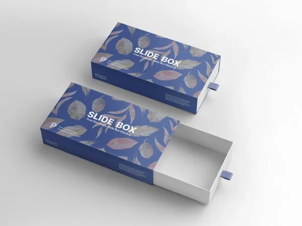 Top Side View of Two Rectangle Slide Boxes Mockup 1
