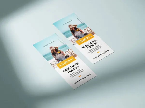 Top Side View of Vertical Flyers Mockup 1