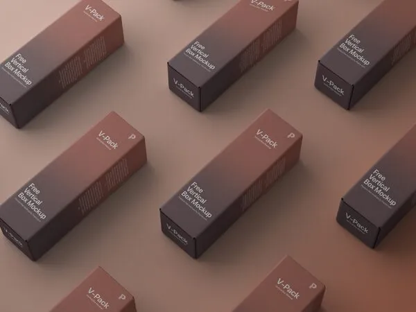 Top Side View of Vertical Grid Box Packaging Mockup 1