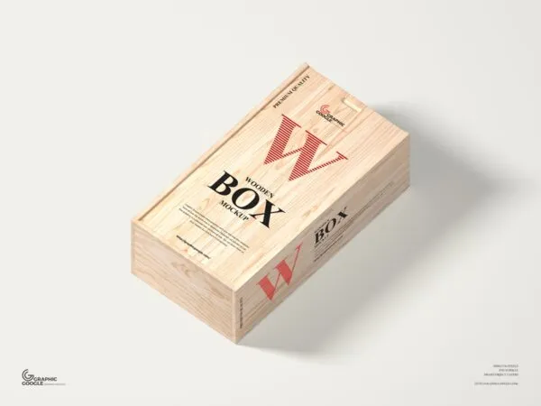 Top Side View of Wooden Box Mockup 1