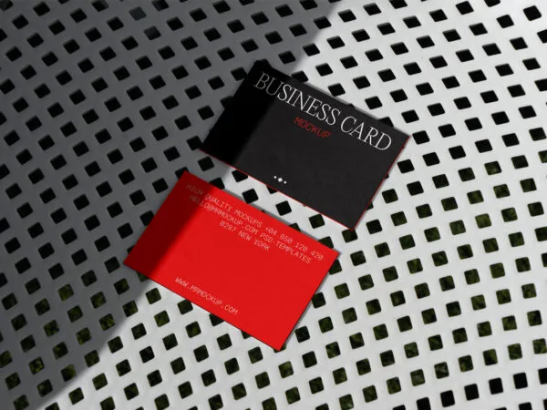 Top Sight of 2 Business Cards Mockup on Chair 1