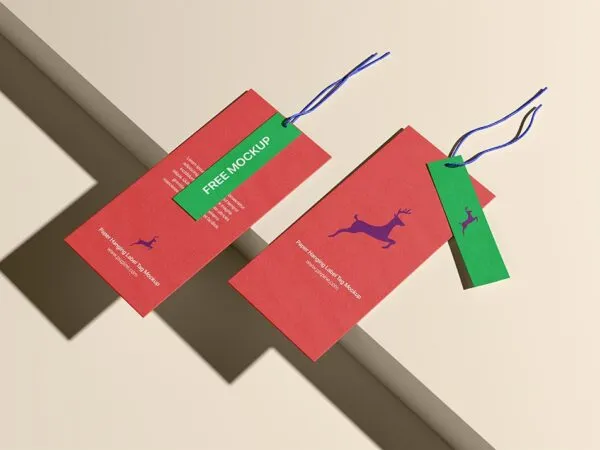 Top Sight of 2 Hanging Double Tags Mockup 1