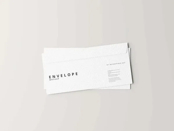 Top Sight of 2 Long Envelopes Mockup 1