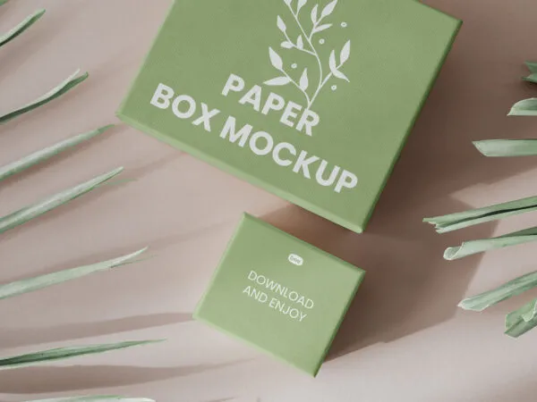 Top Sight of 2 Paper Eco Gift Boxes Mockup 1