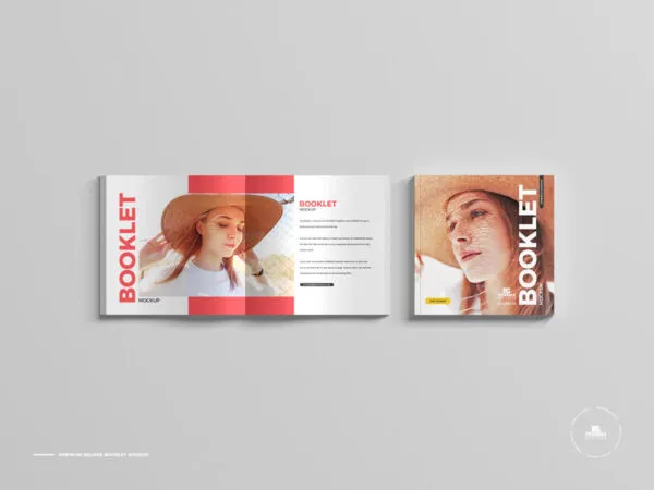 Top Sight of 2 Square Booklets Mockup 1