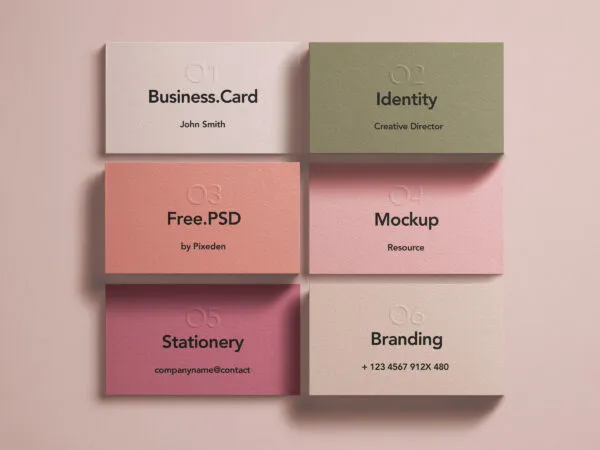 Top Sight of Branding Identity Business Card Mockup 1