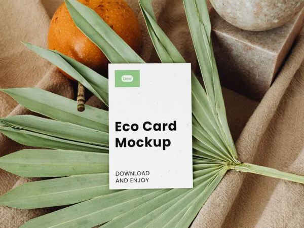 Top Sight of Business Card Mockup on Leaf 1