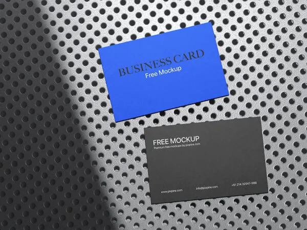 Top Sight of Business Card Mockup on Metal Background 1