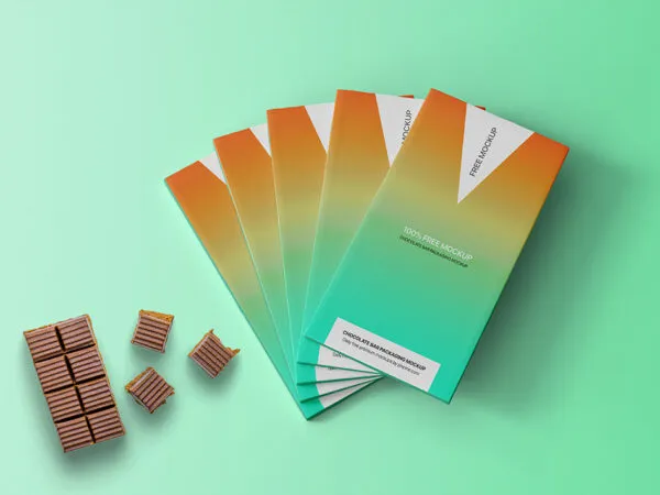 Top Sight of Chocolate Bar Packaging Mockup 1