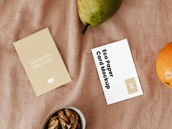 Top Sight of Double Eco Paper Business Cards Mockup 1