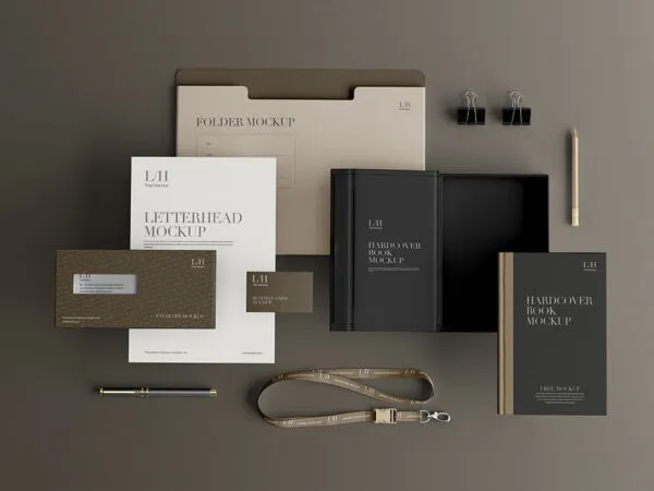 Top Sight of Elegant Stationery Mockup 1