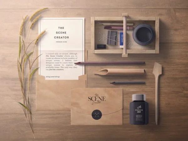 Top Sight of Envelope Mockup with Lettering 1