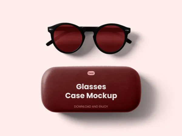 Top Sight of Glasses Case Mockup and Sunglasses 1