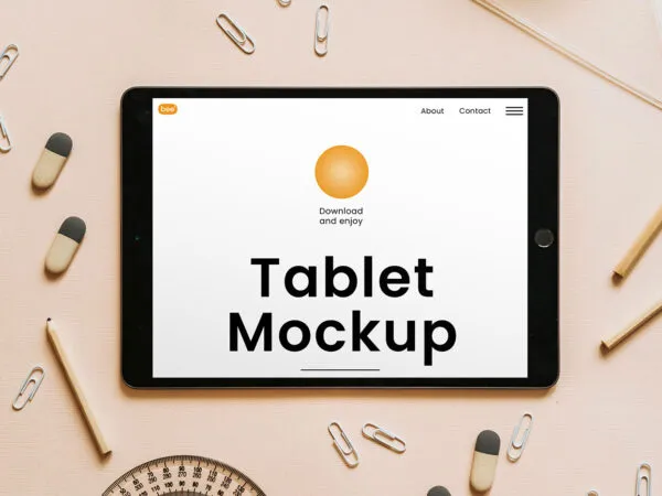 Top Sight of Lying Horizontal Tablet Mockup 1