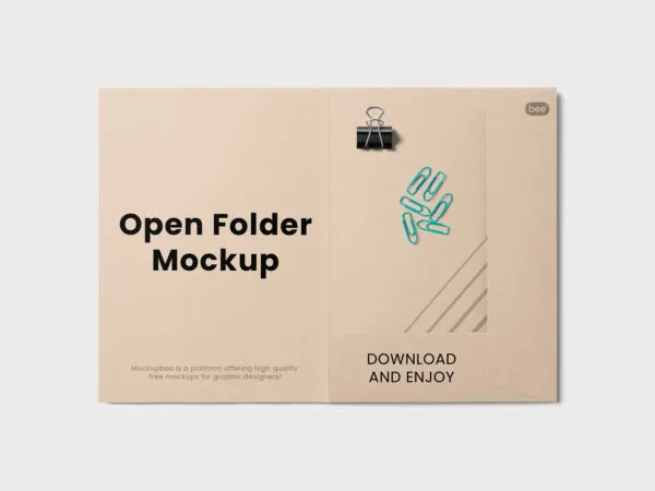 Top Sight of Open Folder Mockup 1