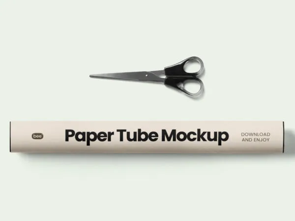 Top Sight of Paper Tube Mockup with Scissors 1