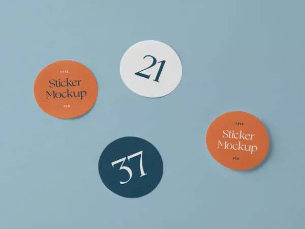 Top Sight of Round Stickers Mockup 1