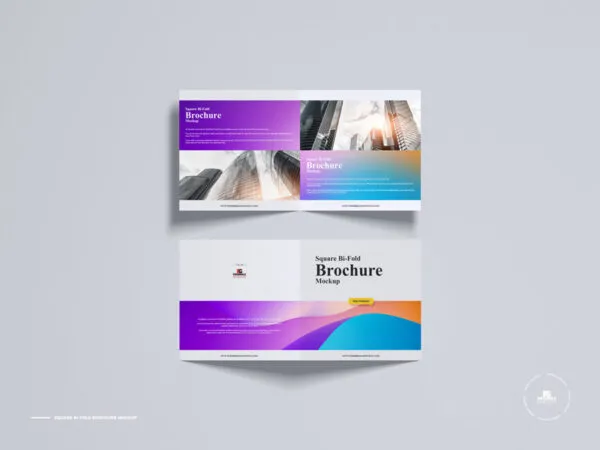Top Sight of Square Bi fold Brochure Mockup 1