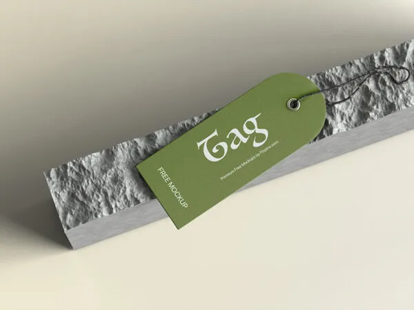 Top Sight of Tag Mockup on Stone 1