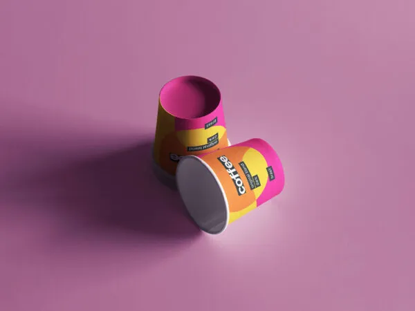 Top Sight of Two Mini Coffee Cups Mockup 1