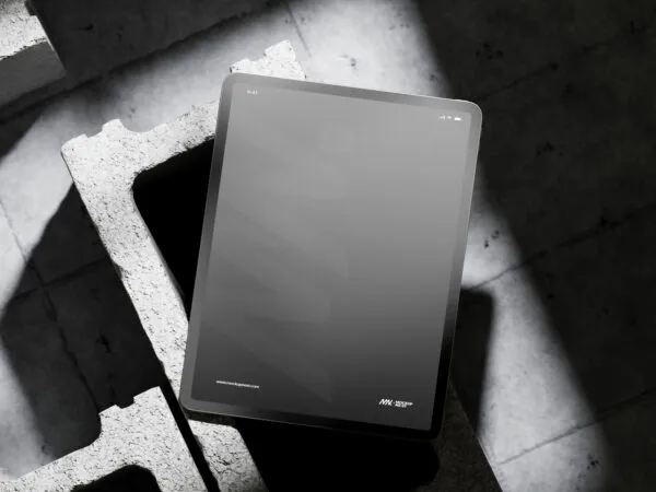 Top Sight of iPad Pro Mockup on Brick 1