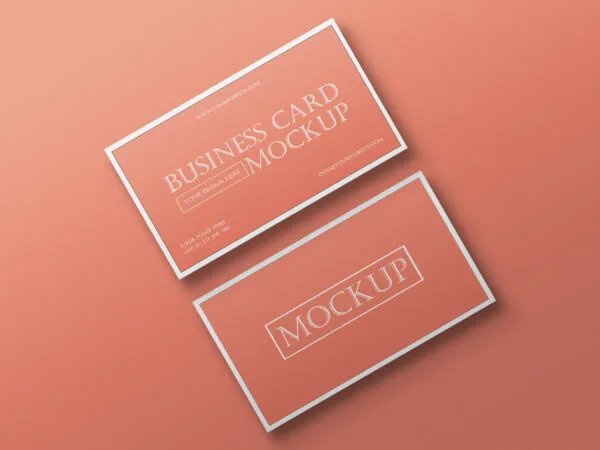 Top View 2 Business Cards Diagonally Arranged on Floor Mockup 1