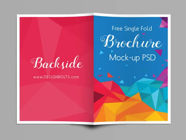 Top View Backside and Inside A4 Bi Fold Brochure Mockup 1