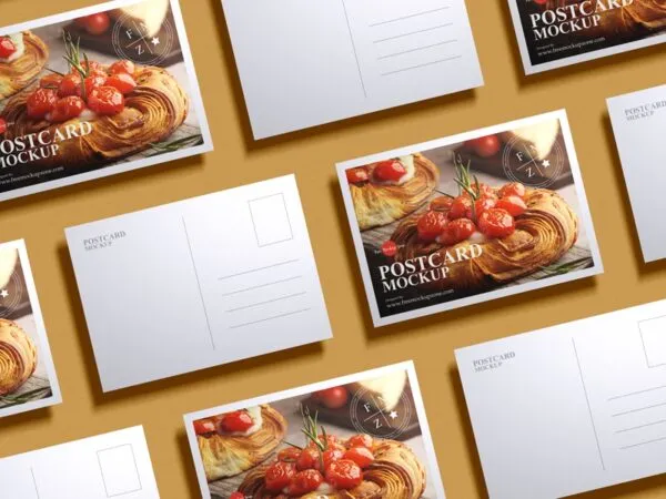 Top View Branding Postcards Mockup 1